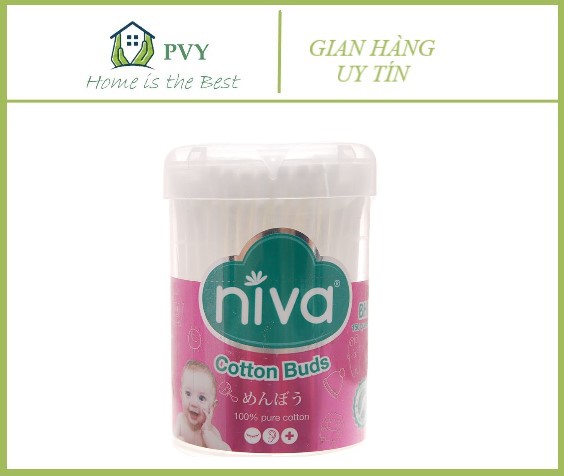 Tăm bông trẻ em Niva đầu tròn hộp 150 cây