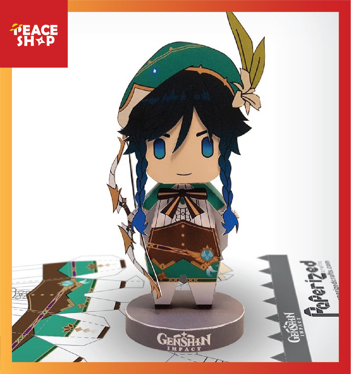 Mô Hình Giấy Venti Chibi Game Genshin Impact