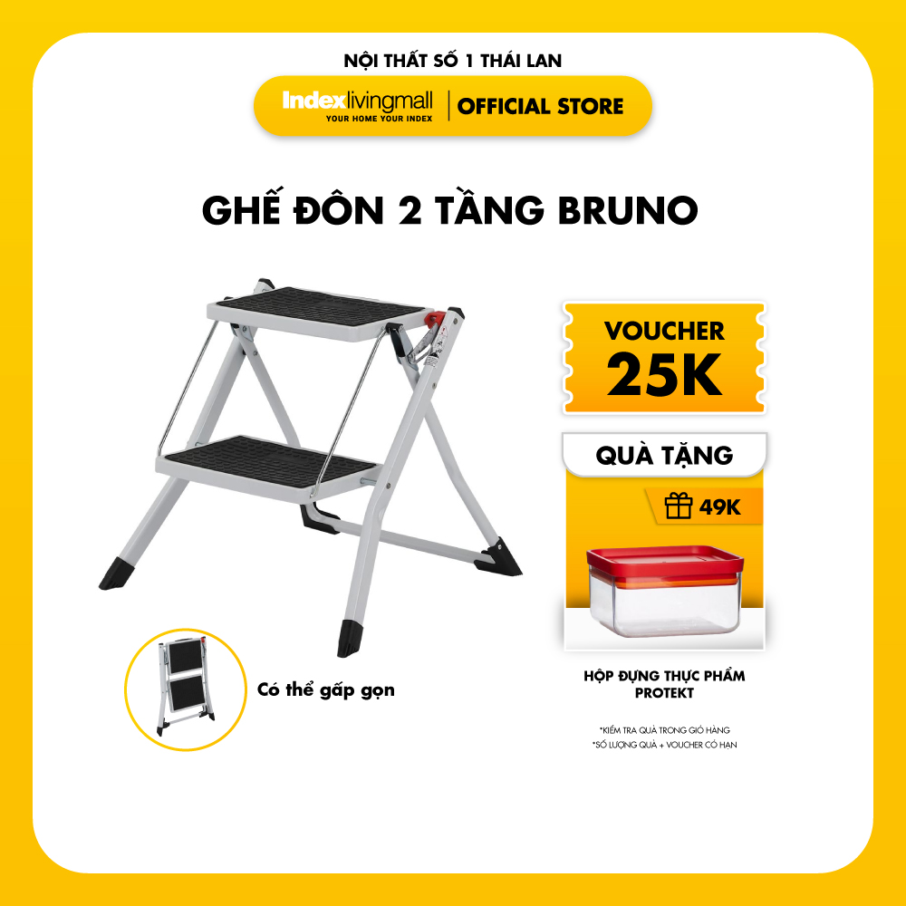 Thang Ghế Đôn 2 Tầng BRUNO Kích thước 49 x 48 x 44cm | Index Living Mall | Nhập khẩu Thái Lan