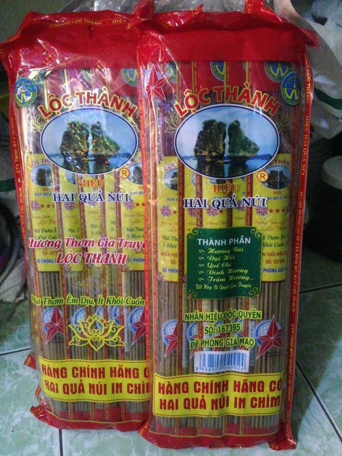 10 thẻ nhang Lộc Thành hiệu hai quả núi/Nhang cuốn tàn