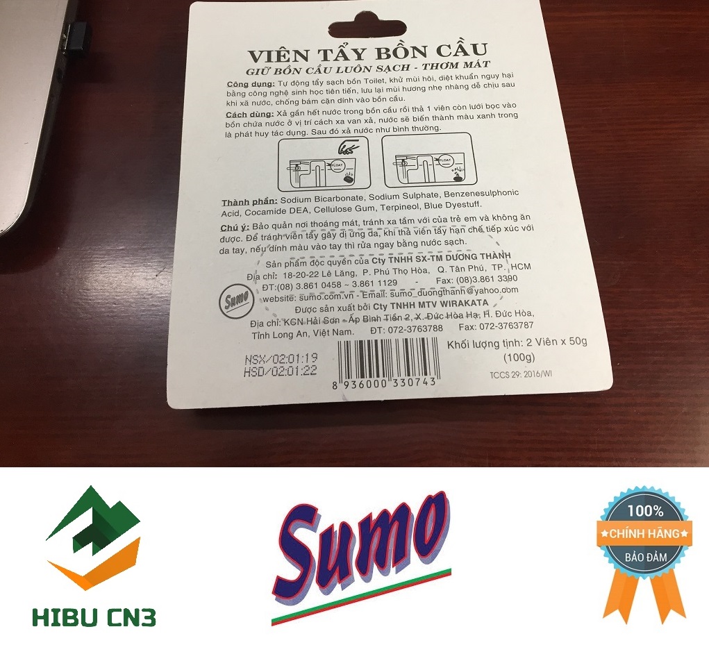 [ LÊN DÙNG] Viên tẩy bồn cầu Sumo Toilet Block 2 Viên x 100g