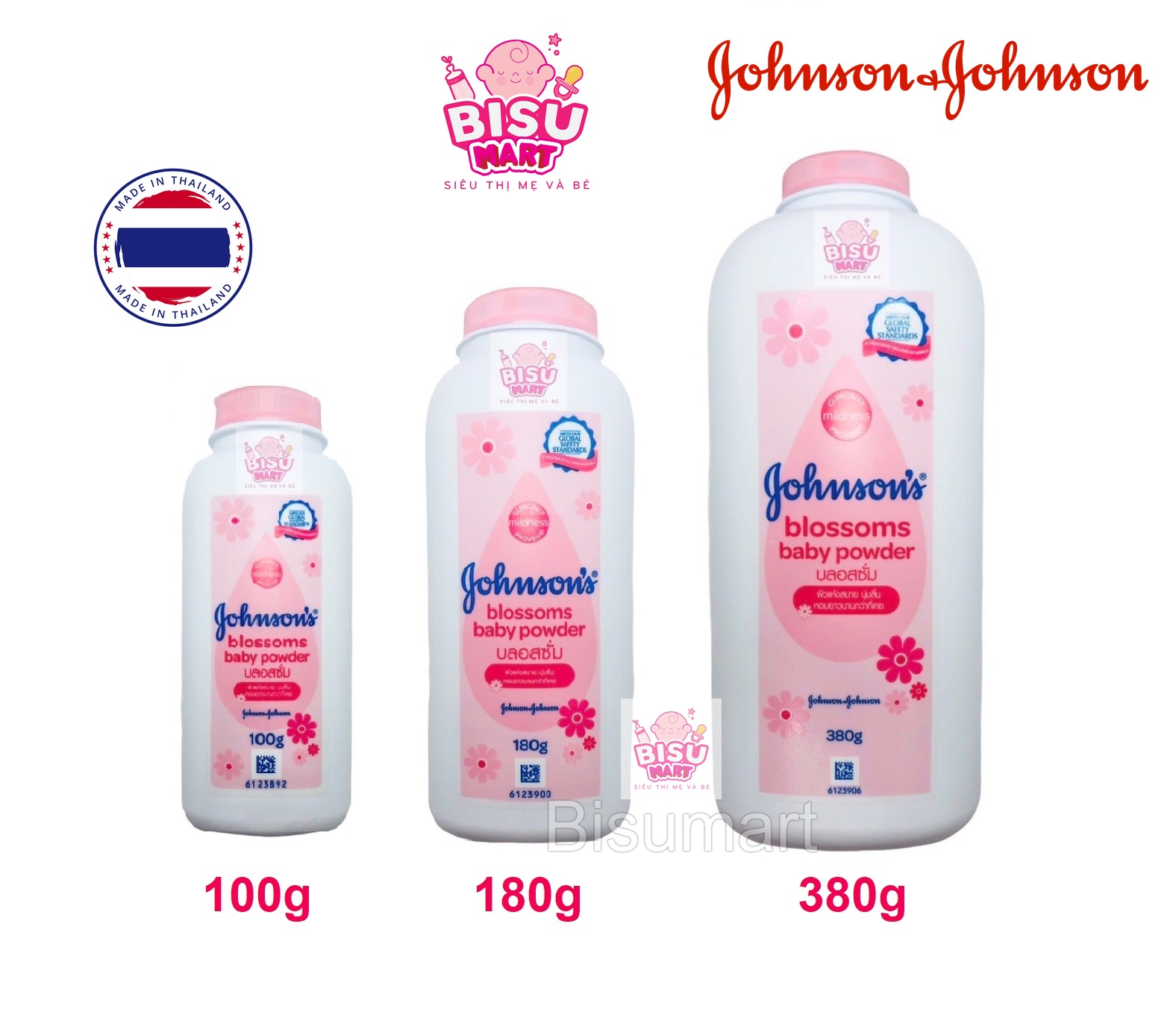 Phấn johnson's baby, phấn rôm sẩy thái lan 65g,100g,180g,380g