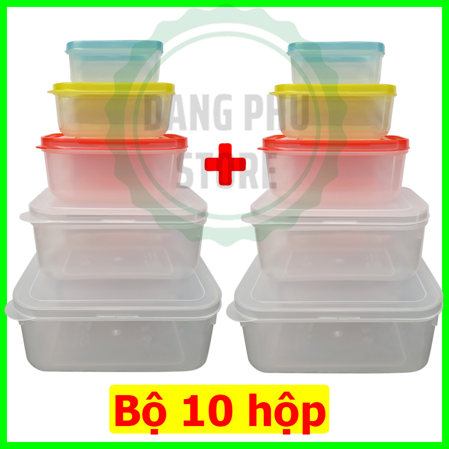 Set 10 hộp nhựa đựng thực phẩm có nắp đậy, trữ đông an toàn, Shop giao màu ngẫu nhiên