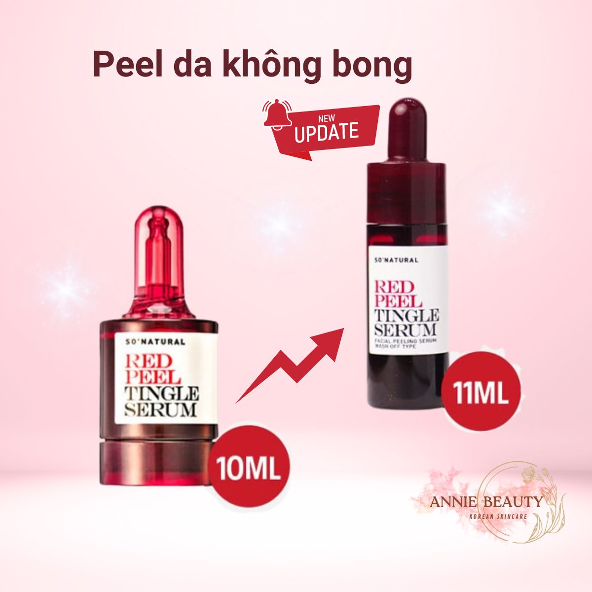 Tẩy da chết hóa học Red Peel Tingle Serum 10ml peel da không bong tróc, loại bỏ lớp tế bào chết, se khít lỗ chân lông