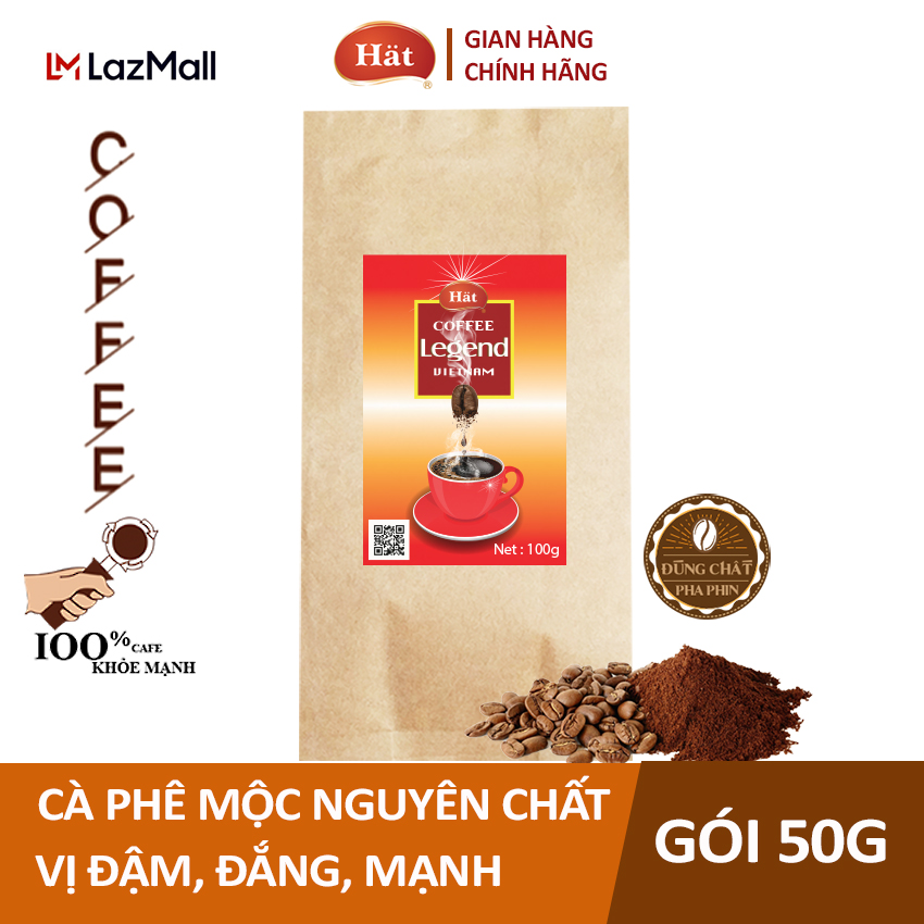 Cà phê bột rang xay nguyên chất Hat Coffee, 100% nguyên chất, đậm, đắng mạnh, sạch dùng được cả pha máy và pha phin