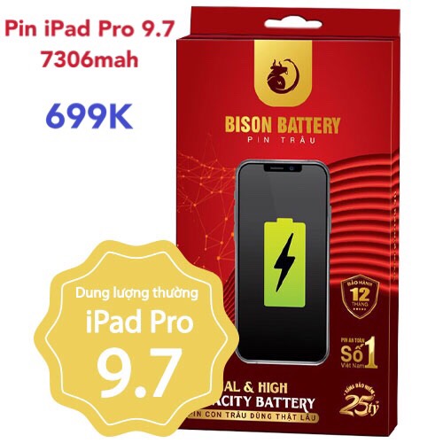 Pin ipad pro 9.7,pin tablet táo a1673 bison dung lượng 7306mah bh 12 tháng