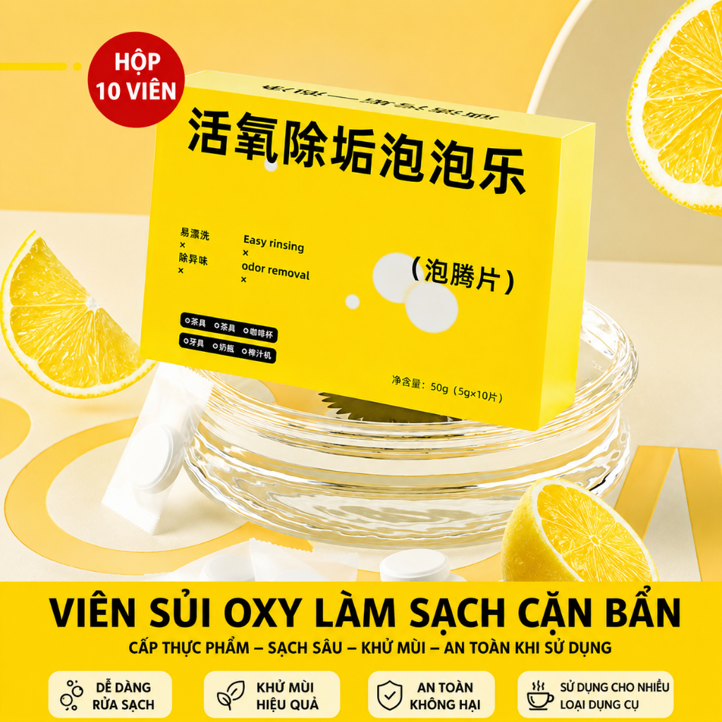 VIÊN SỦI OXY TẨY CẶN TRÀ, CẶN CAFE - COMBO 2 HỘP - LÀM SẠCH BÌNH GIỮ NHIỆT, BÌNH NƯỚC, CỐC LY