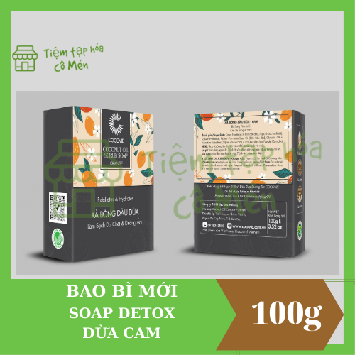 Xà bông dầu dừa cam 100gram - cocobody detox soap & scrub with coconut and orange oil 100gram