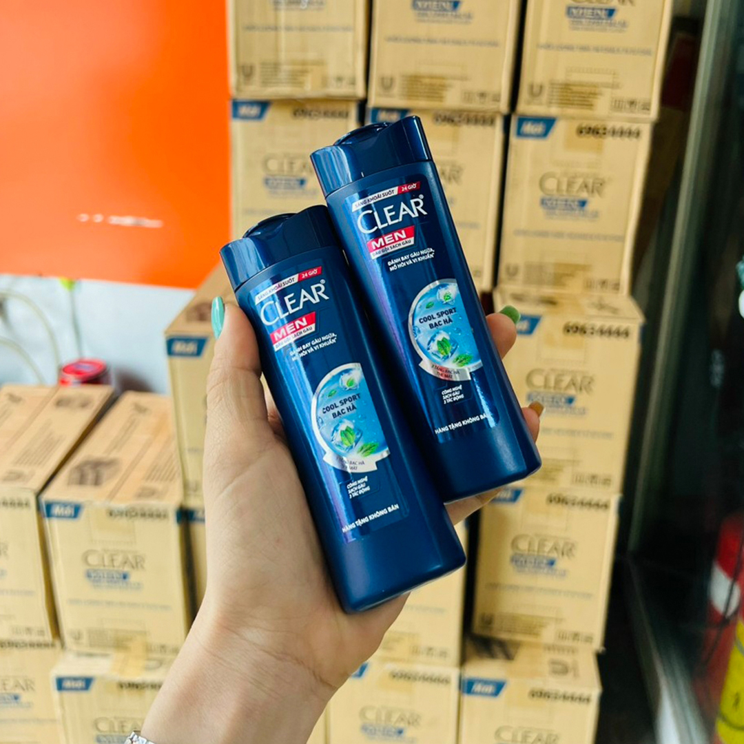 2 Chai dầu gội đàn ông Clear Men sạch sâu da đầu ngăn ngừa gàu hiệu quả - Hàng tặng 70g