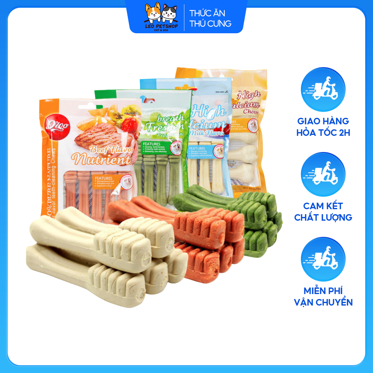 Xương gặm orgo sạch răng, thơm miệng, bổ sung canxi cho chó - leo petshop