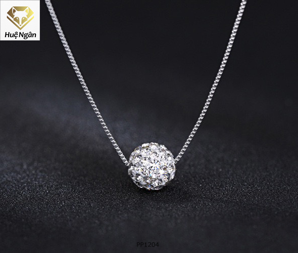 Bộ dây chuyền liền mặt trang sức bạc Ý S925 Bạc Xinh - Cầu pha lê 1 tầng PP1204
