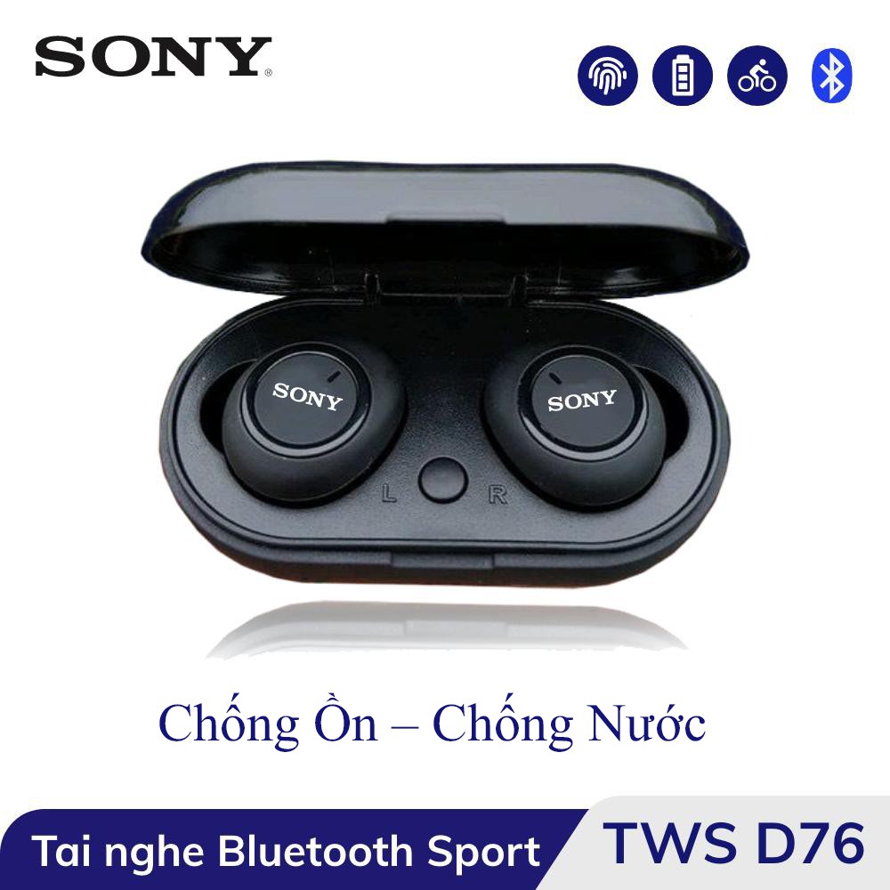 Tai nghe bluetooth không dây D76 TWS Pro bắt xa 10m pin cực trâu hạn chế tiếng ồn - Tai nghe thể thao, tai nghe nhét tai kèm cốc sạc nhanh kết nối âm thanh chất lượng cao