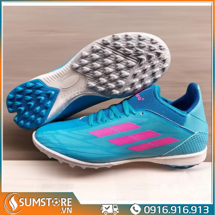 Giày Đá Bóng TF Đẹp - GiàyX Speed Cổ Cao Xanh (Đã may full đế)
