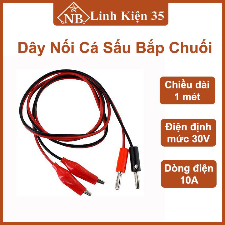 Dây nối kẹp hai đầu cá sấu bắp chuối dài 1 mét