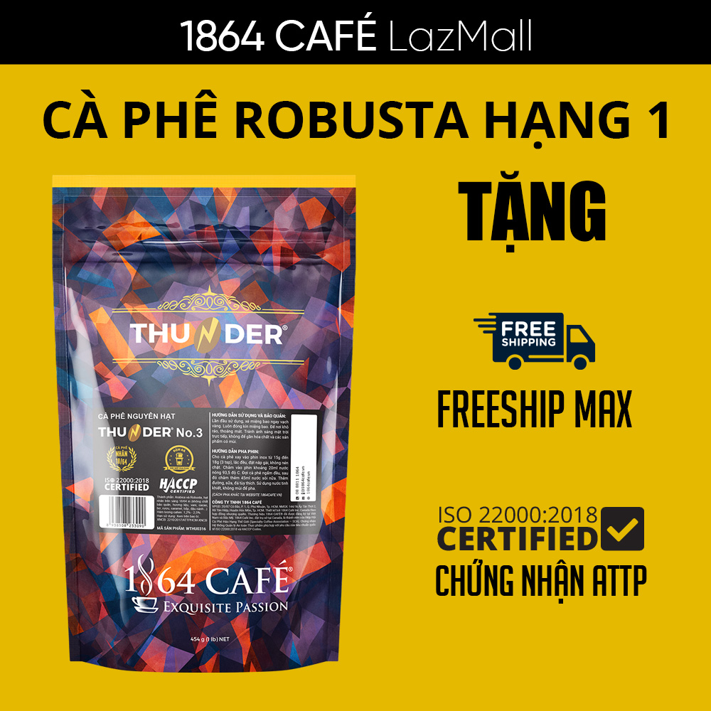 Cà phê nguyên hạt thunder no.3 trọng lượng 454g - 1864 café