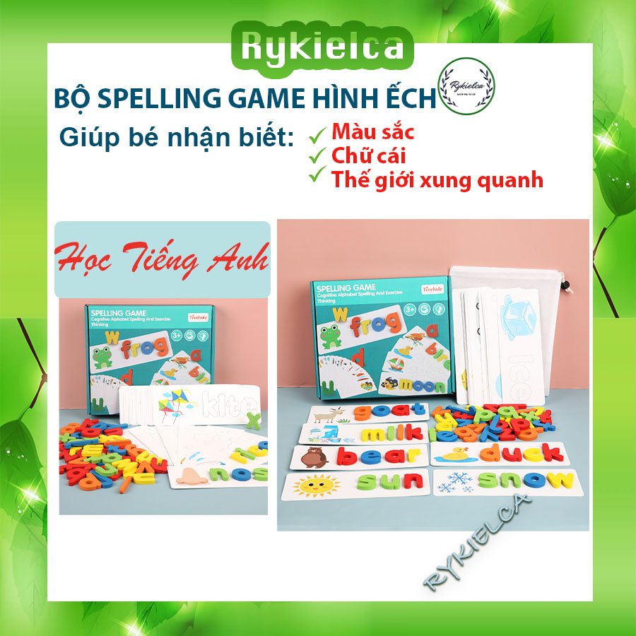 Spelling Game Bộ Ghép 52 Chữ Đánh Vần Từ Vựng Tiếng Anh Bằng Gỗ Giúp Bé Học Tiếng Anh Dễ Dàng (bộ ếch xanh)