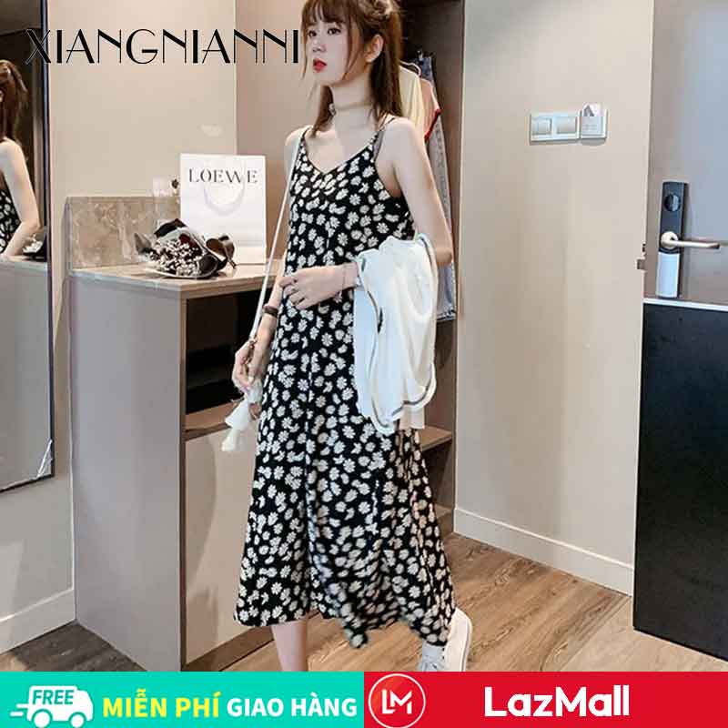 Xiang Nian Ni váy xinh nhẹ nhàng Đầm Cho Nữ , Đầm Dài Hai Dây Voan Hoa Cúc