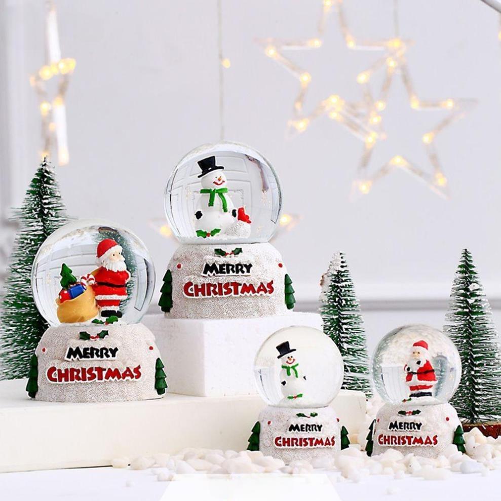 Quả cầu pha lê trang trí Noel, quả cầu tuyết trang trí giáng sinh, cầu tuyết mini phát sáng - Happy Life 4U