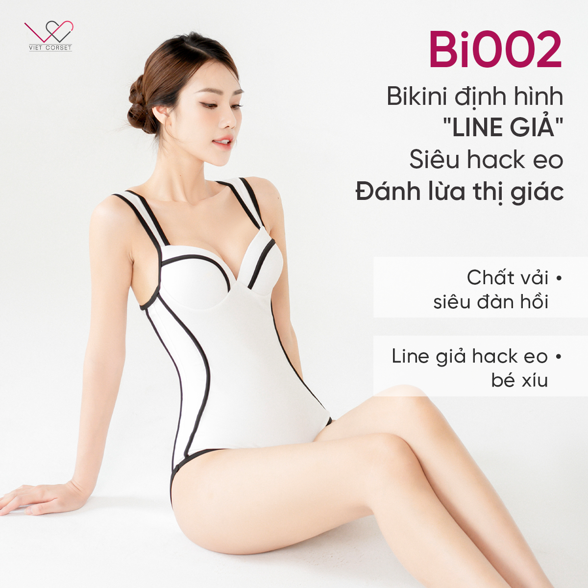Đồ Bơi Nữ Bikini Đi Biển Nâng Ngực Liền Thân Kín Đáo Hiệu Ứng Hách Eo Bikini 02 Vietcorset - Áo Bơi Nữ Swimsuit