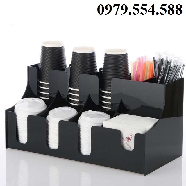 Kệ đựng cốc nhựa ly giấy 9 ngăn 2 tầng