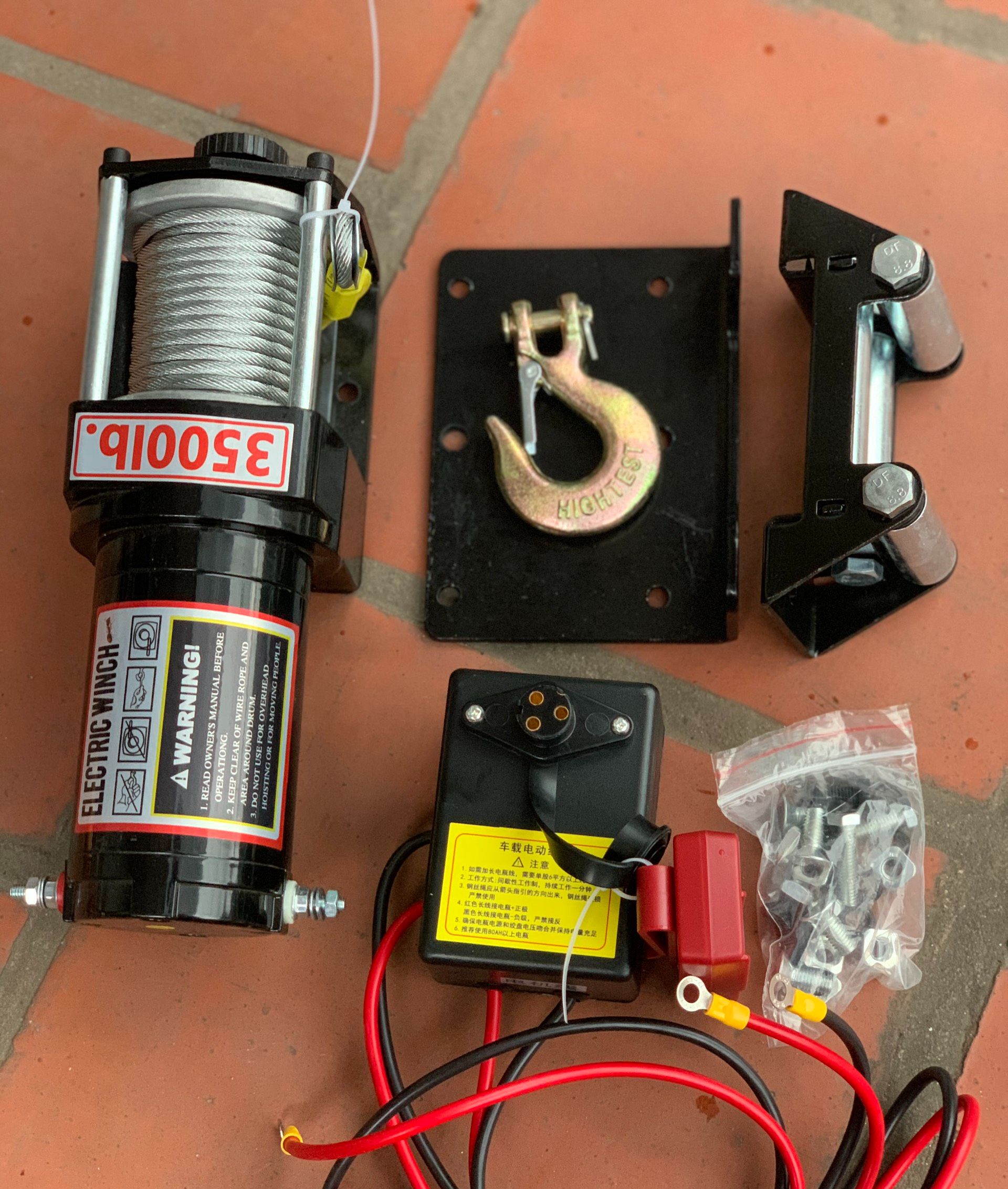 Tời Điện 12V 3500lbs Có Điều Khiển Từ Xa, Chịu Tải 1600kg Kéo Xe, Kéo Thuyền, Cứu Hộ