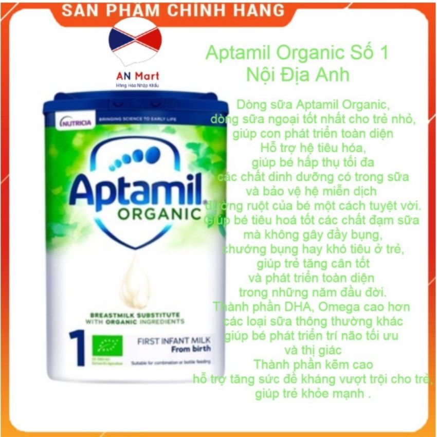 Sữa Aptamil Anh, Sữa Organic Hữu Cơ Hộp 800g Đủ Số 1 2 3 Hàng Bay Air Cargo Date Xa, An Mart