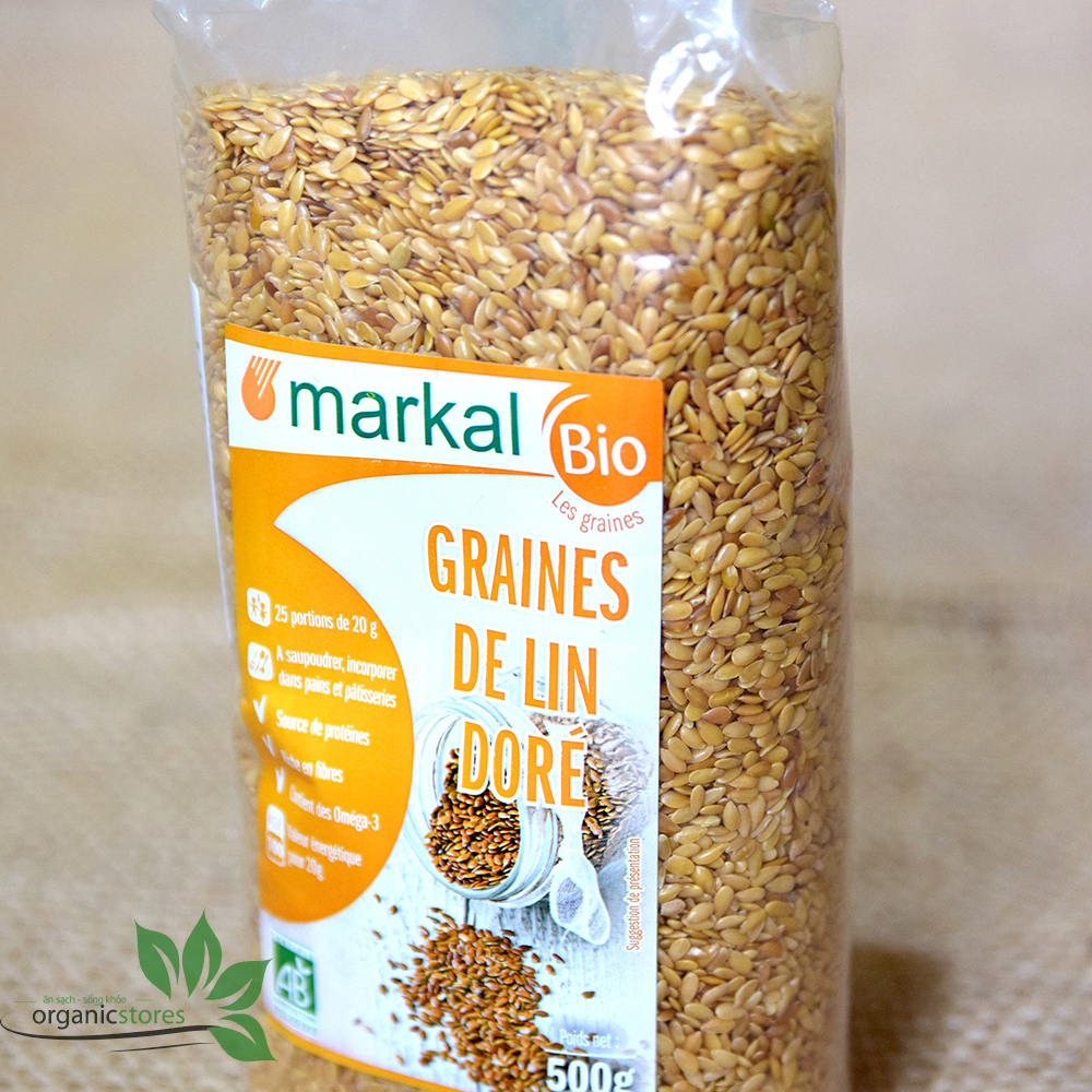 Hạt lanh vàng và nâu hữu cơ markal 500g