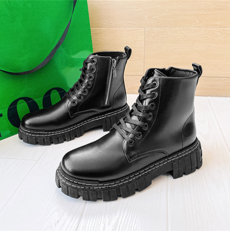 (VIDEO THẬT HÀNG TUYỂN CHỌN) - Giày bốt nam bốt cổ cao khóa zip phiên bản combat boots zip 2022 da trơn đế họa tiết