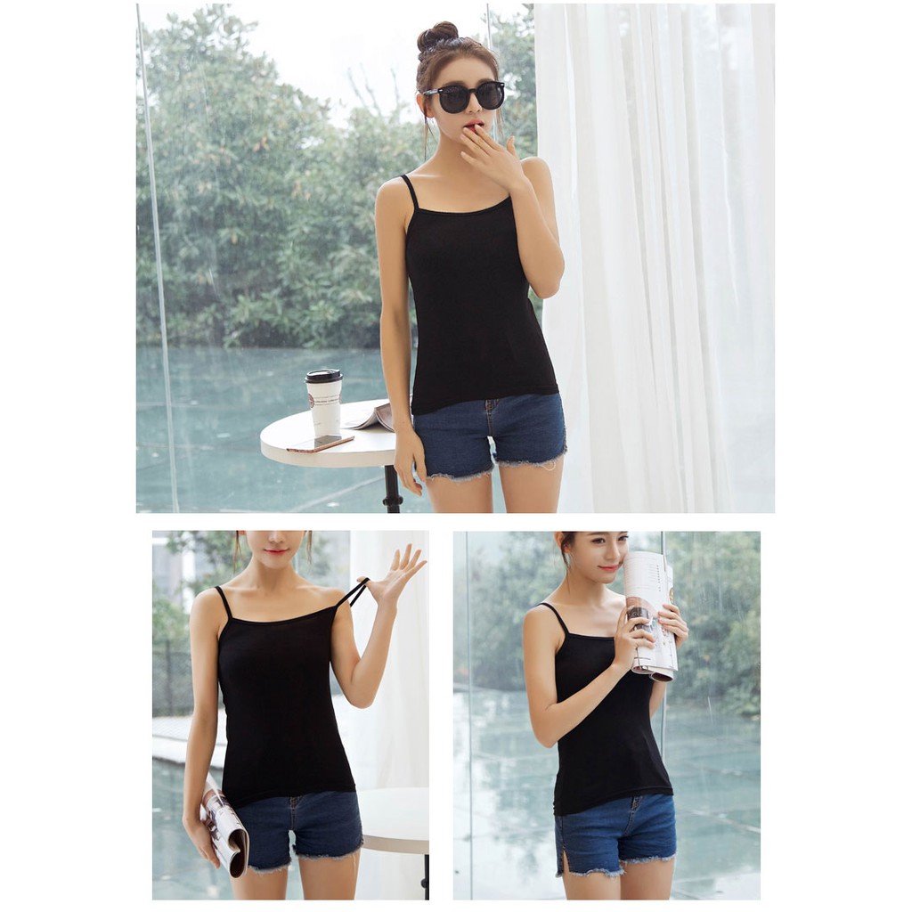 Áo 2 dây trơn basic thời trang hàn quốc , áo 2 dây trơn body màu đen