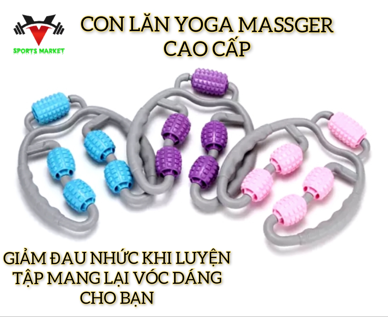 Con lăn yoga massage bắp tay, bắp chân cao cấp, con lăn massage giảm đau vai gáy khi tập luyện
