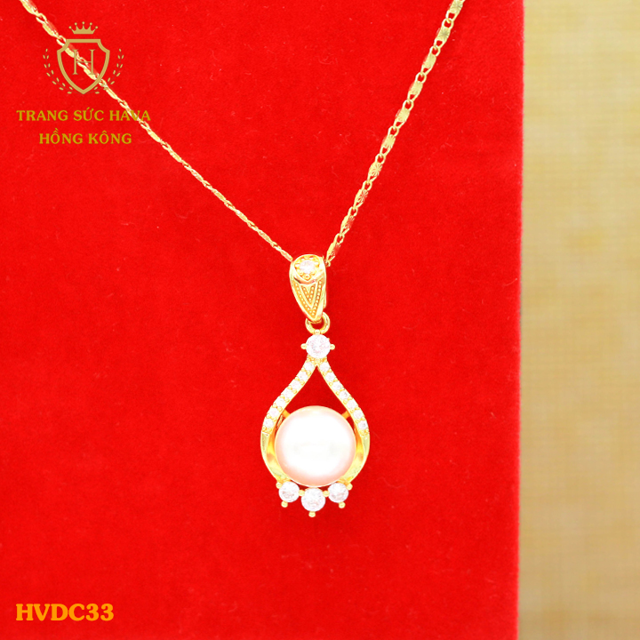 Dây Chuyền Nữ, Vòng Cổ Nữ Mặt Ngọc Trai Phong Cách Trẻ Trung, Titan Xi Mạ Vàng Non 24k Thật Cao Cấp - Trang Sức Hava Hong Kong