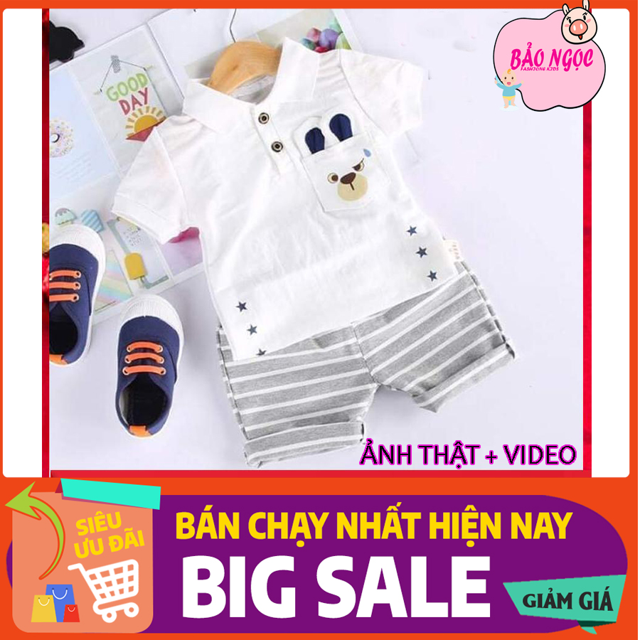 [HCM]BỘ QUẦN ÁO TRẺ EM   Quần ÁO Bé Trai 6-22kg Chất Liệu Cotton Co giãn Mềm Mịn LOGO Túi Hình Siêu Dể Thương IN 4 Lớp Siêu Bền   Hàng VNSX MÃ SP 007