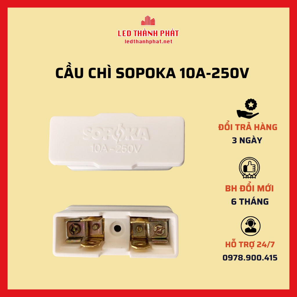 Cầu chì sopoka cc10a-250v cao cấp chịu nhiệt bảo vệ thiết bị cầu chì gắn bảng điện sopoka chính hãng