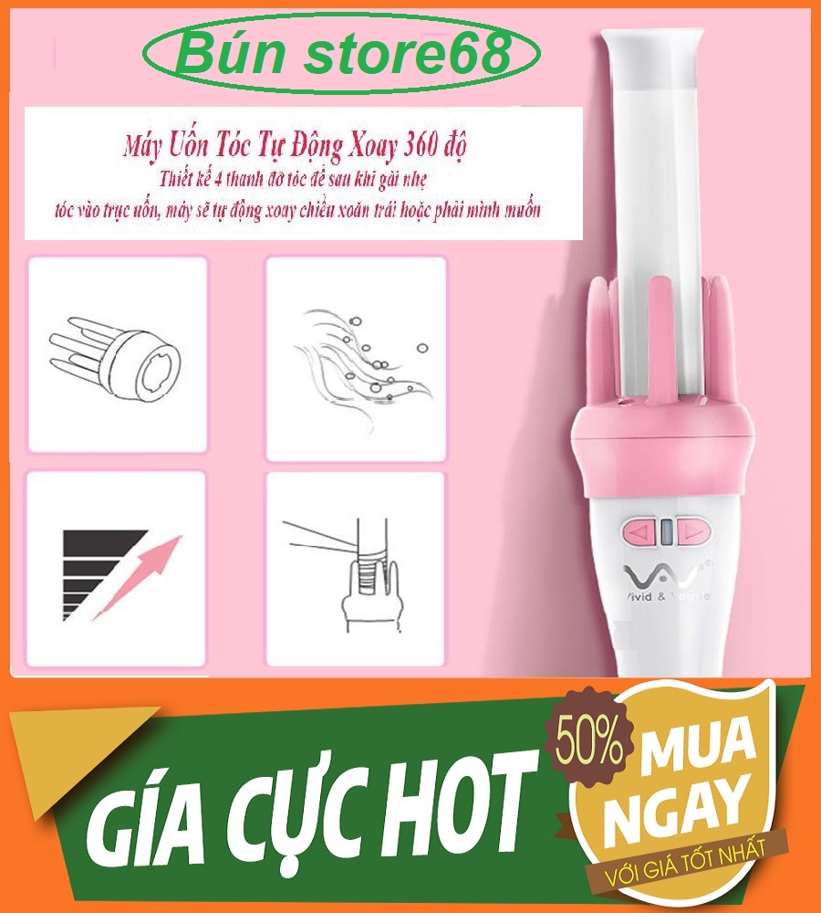 Máy uốn tóc xoăn tự động xoay 360 độ, giữ nếp tóc lâu, hàng chính hãng máy uốn cụp - máy uốn xoăn,máy uốn tóc mini
