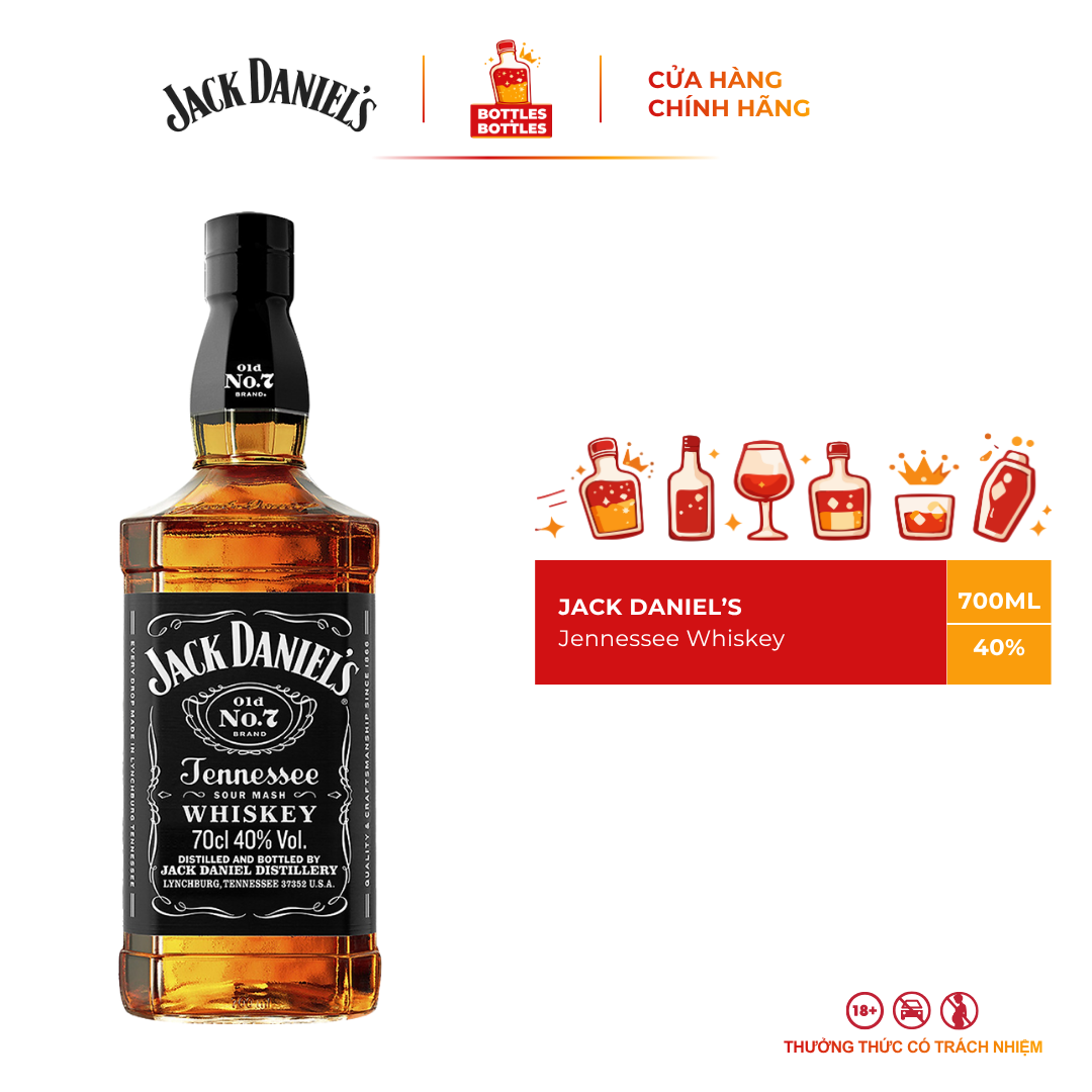 [CHÍNH HÃNG] Rượu Whiskey Tennessee Jack Daniel's Old No 7 - 700ML - 40%