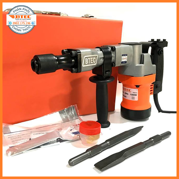 Máy đục bê tông 1300w BTEC mã BT0810 chuyên dụng, máy đục 17li, máy đục bê tông, máy khoan đục bê tông, động cơ dây đồng, máy đục btec, máy khoan đục btec, máy khoan bê tông btec