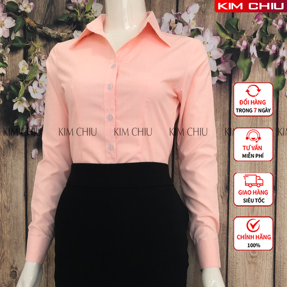 Áo Sơ Mi Nữ Công Sở Kim Chiu, Form Mai An Kẻ Caro Họa Tiết Sao, Màu Cam Tay Dài Vải Kate Mỹ Đẹp Ít Nhăn Giãn Nhẹ. SẢN PHẨM CHẤT LƯỢNG CAO SMTD01