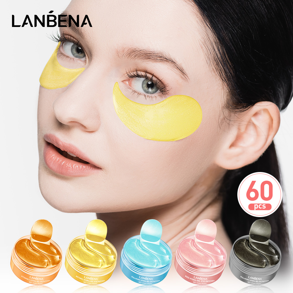 Lanbena Collagen miếng dán mắt 60 CÁi Túi mắt loại bỏ nếp nhăn vòng tròn Retinol VC hyaluronic axit mắt Mặt nạ ngủ mặt chăm sóc da