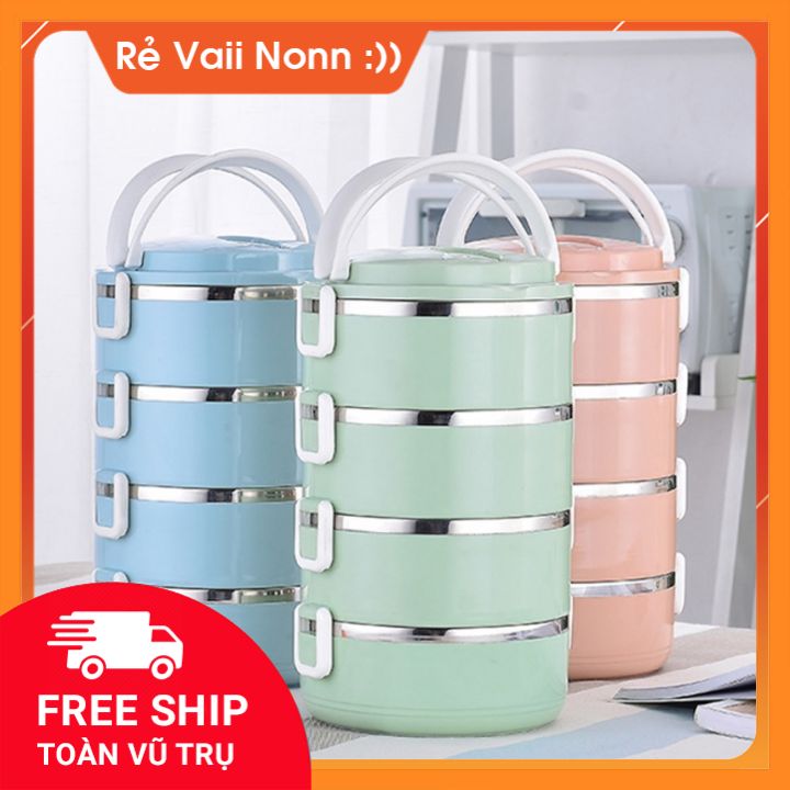 [HCM]Hộp Đựng Cơm Văn Phòng Lúa Mạch 4 Tầng Lõi Inox Giữ Nhiệt Siêu Tiện Lợi  - Cặp Lồng Cà Mên Chất Liệu Lúa Mạch Cao Cấp Kiểu Dáng Đẹp Nhã Nhặn