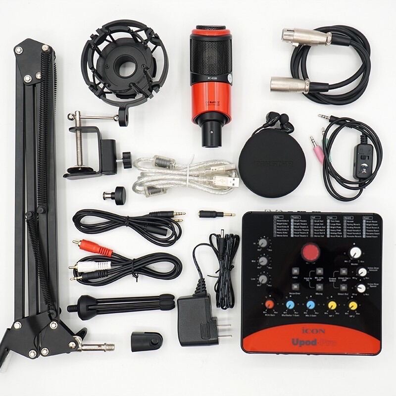 Bộ combo Takstar PC K320 + Soundcard iCON Upod Pro+mic pc k320+chân kẹp+màng lọc+tặng tai nghe+phụ kiện