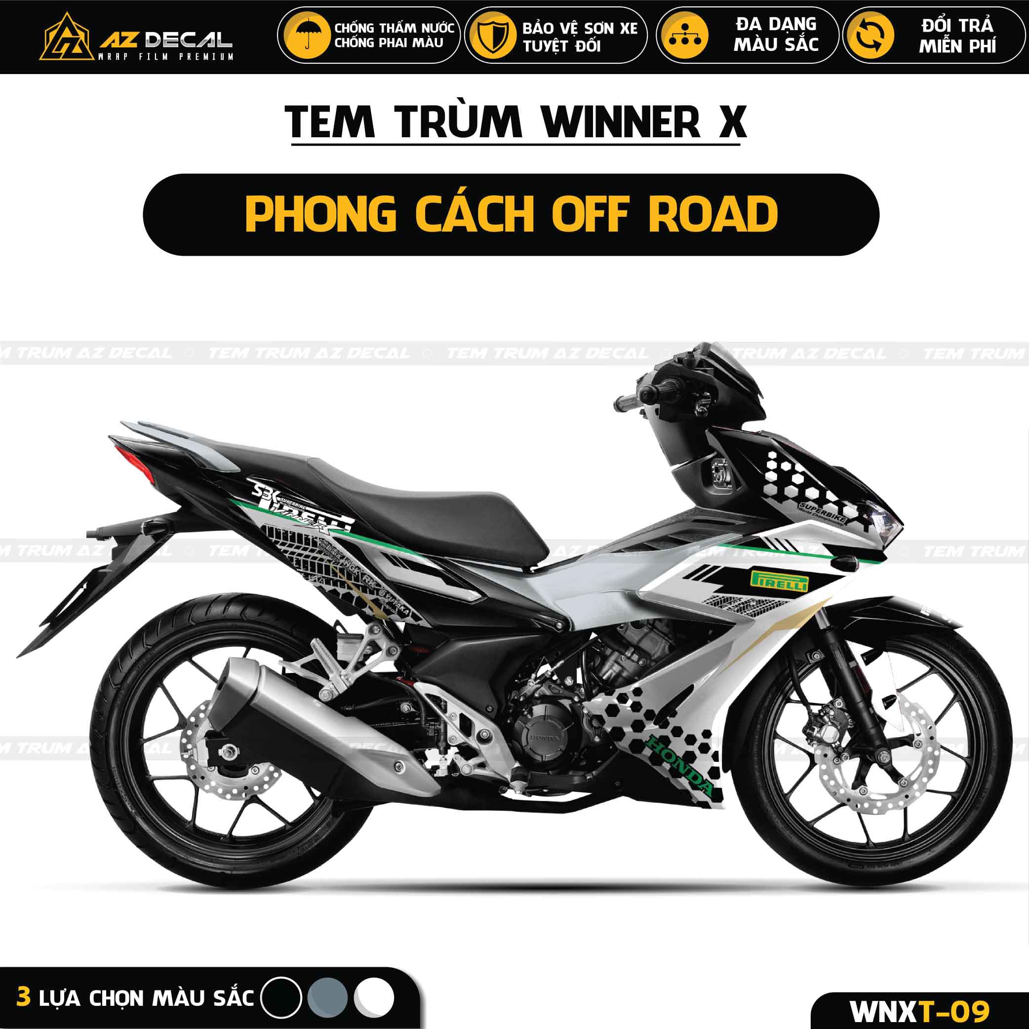 Tem Trùm Winner X Phong Cách Off Road WNXT-09 Decal Winner V2 Cao Cấp