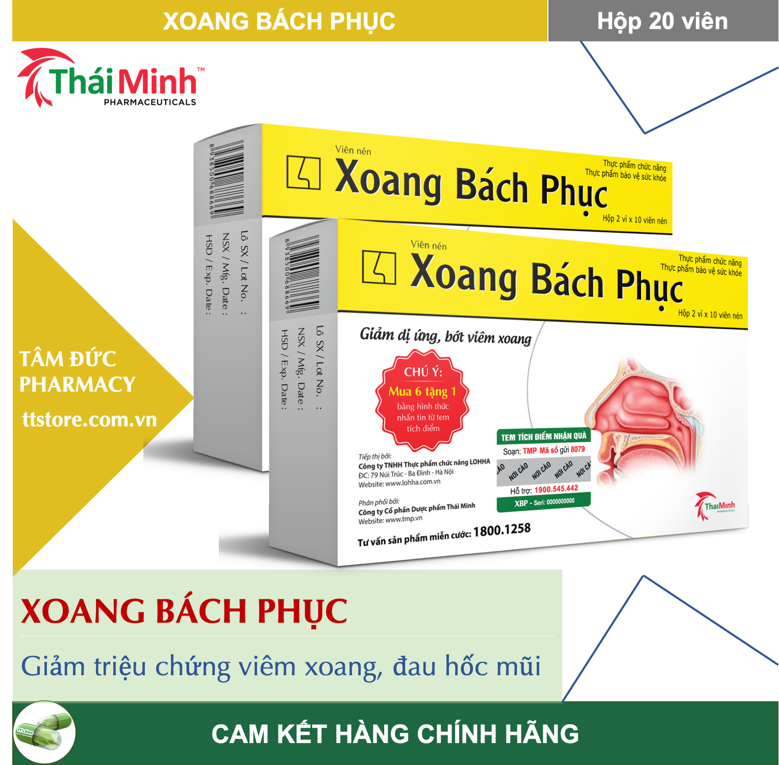 [HCM][6 TẶNG 1] XOANG BÁCH PHỤC [Hộp 20 viên] - Giảm dị ứng bớt viêm xoang