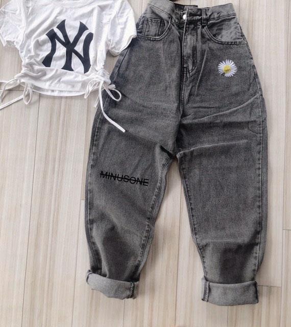 [HCM]Quần baggy jean nữ thêu hoa siêu HOT thiết kế đơn giản  lưng cao thời trang cao cấp JULYSHOP94 A515