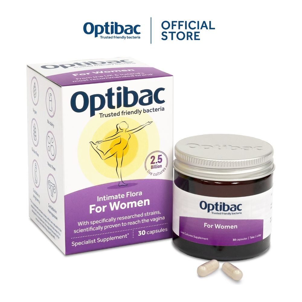 Men vi sinh Optibac Probiotics For Women Dành Cho Phụ Nữ bổ sung lợi khuẩn giúp cân bằng hệ vi sinh vùng kin và chăm sóc sức khỏe phụ khoa (30 viên)