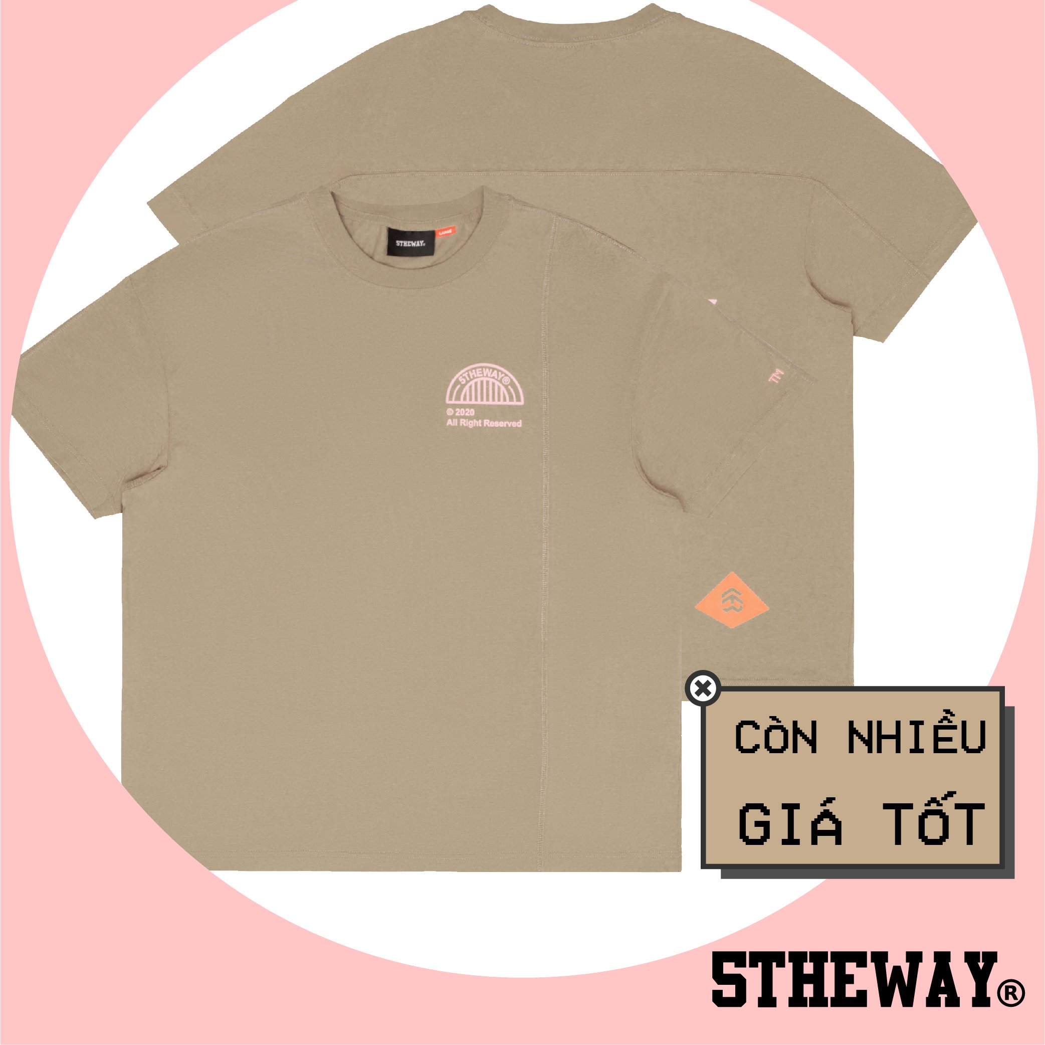 5THEWAY® /copyright/ DROP SHOULDER TEE™ in GREIGE aka Áo Thun Nâu Đậm Tay Ngắn