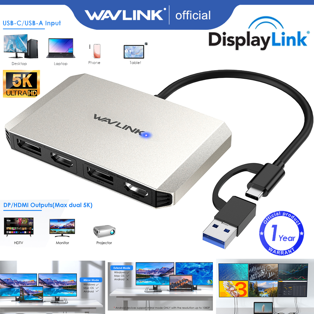 Wavlink USB 3.0 USB C Để DisplayPort Và Đầu chuyển HDMI