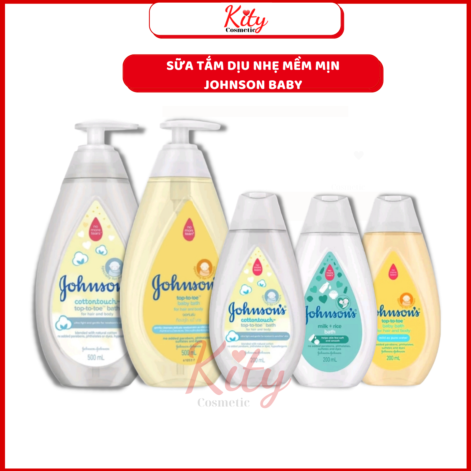 Sữa tắm và tắm gội toàn thân mềm mịn Johnson's baby 500ml/200ml