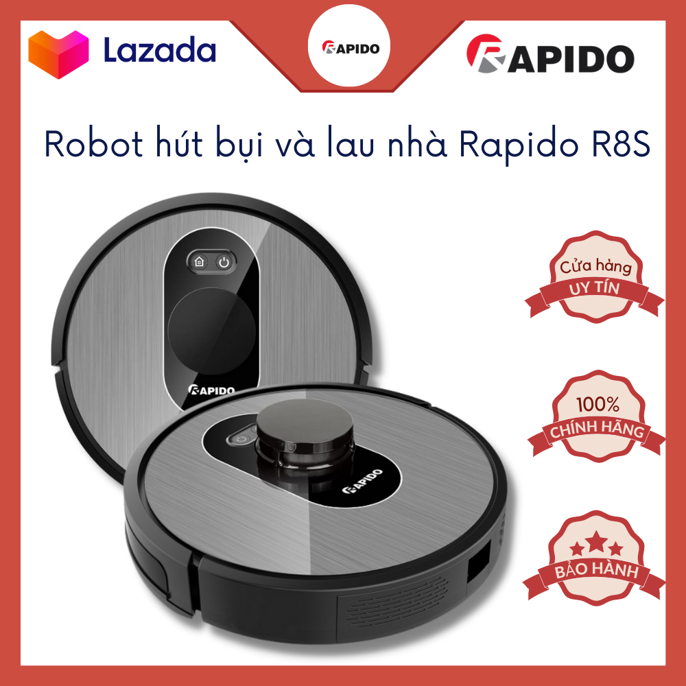 Robot hút bụi lau nhà Rapido R8S - Robot hút bụi điều khiển bằng điện thoại