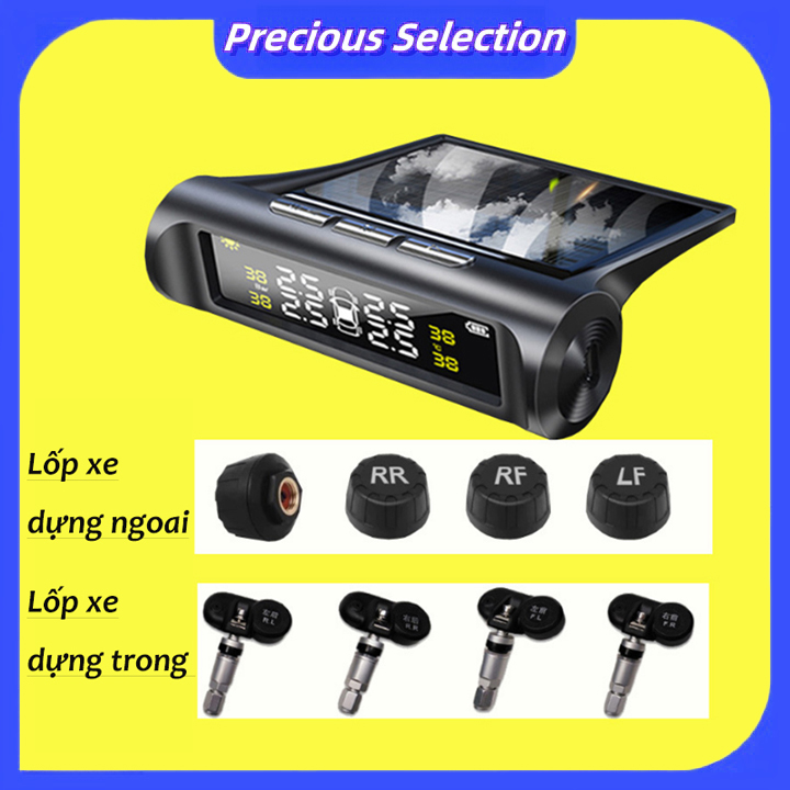 Cảm Biến Áp Suất Lốp Ô TÔ TPMS - Cảm biến áp suất Tiếng Việt cao cấp,Cảm biến áp suất lốp xe,màn hình LCD,pin sạc năng lượng mặt trời,Ipx7 cấp độ không thấm nước, chế độ truyền không dây