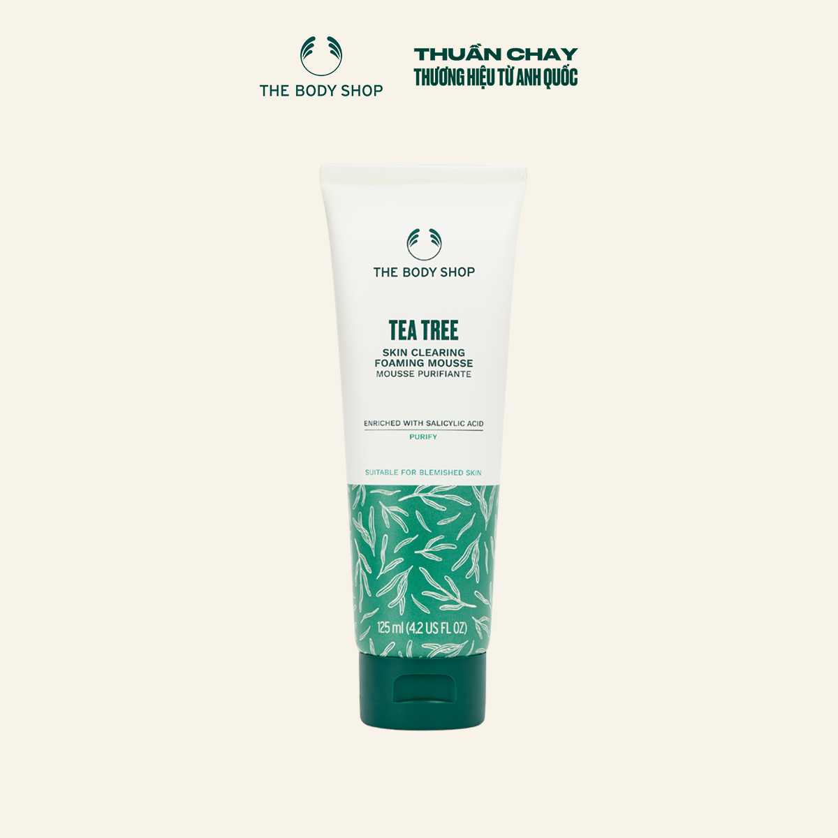 [HSD 6/2026] Sữa Rửa Mặt Tạo Bọt Tràm Trà Cho Da Mụn Tea Tree SKin Clearing Foaming Cleanser 125ml The Body Shop